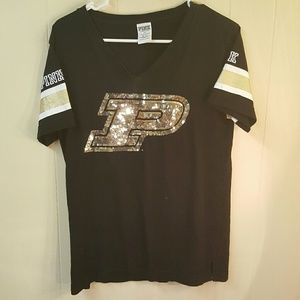 PINK Victorias Secret XS Black sequin the shirt